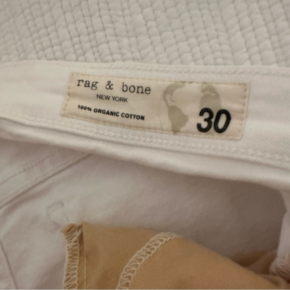 rag & bone Nina High Rise Ankle Flare Jeans White Raw Hem Distressed 30 - Picture 12 of 15